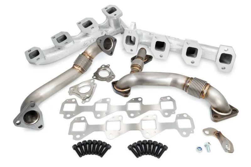 PPE 116111235 High Flow Exhaust Manifolds and Up-Pipes Kits Silver | 2002-2004 GM Silverado/Sierra 2500HD/3500HD 6.6L Duramax