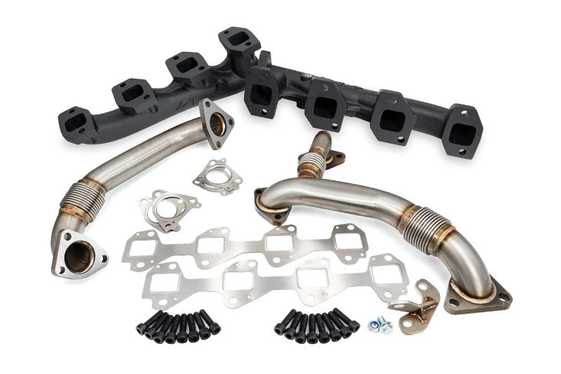PPE 116111420 High Flow Exhaust Manifolds and Up-Pipes Kits Black | 2004.5-2005 GM Silverado/Sierra 2500HD/3500HD 6.6L Duramax LLY
