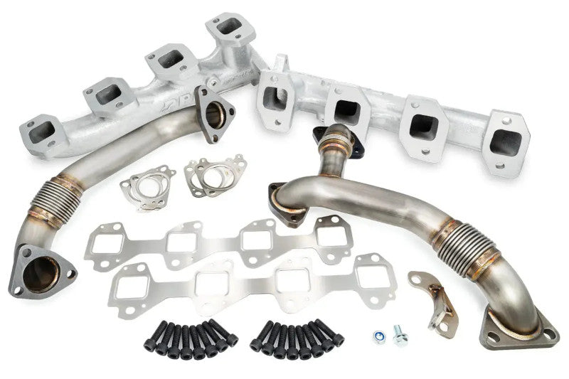 PPE 116111635 High Flow Exhaust Manifolds & Up-Pipes Kits Silver | 2006-2007 GM Silverado/Sierra 2500HD/3500HD 6.6L Duramax LBZ