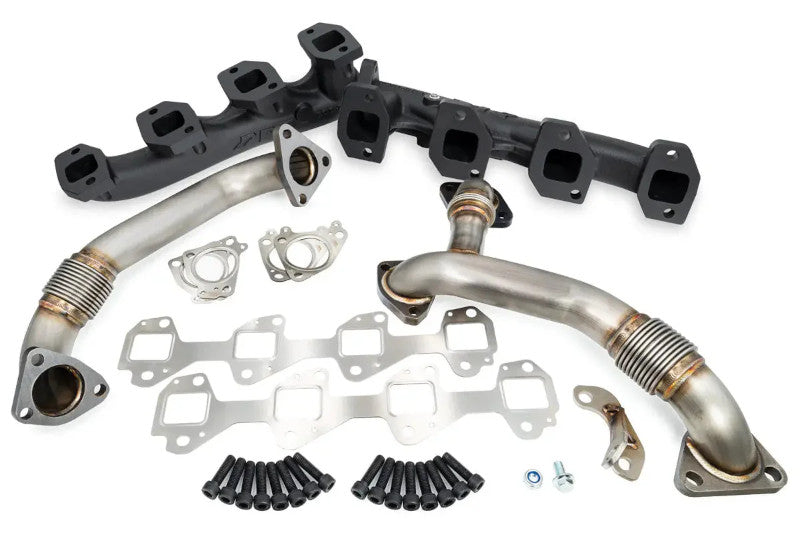 PPE 116111620 High Flow Exhaust Manifolds & Up-Pipes Kits Black | 2006-2007 GM Silverado/Sierra 2500HD/3500HD 6.6L Duramax LBZ