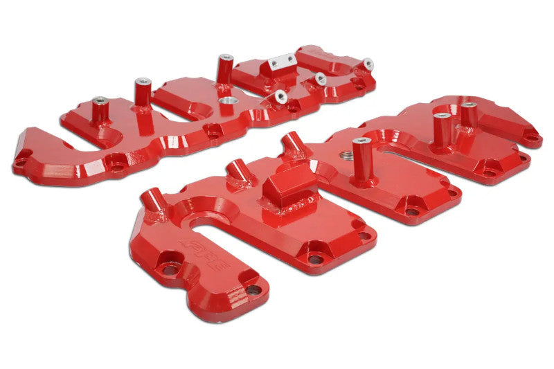 PPE 118021212 Valve Cover Kit with Pillars - Red | 2005-2010 GM Silverado/Sierra 2500HD/3500HD 6.6L Duramax