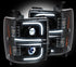 Recon 264296BKC Smoked Projector Headlights with OLED U-Bar | 2015-2019 GM Silverado/Sierra 2500HD/3500HD