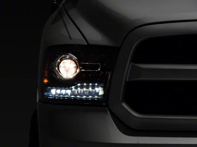 ANZO 111489 Matte Black Projector Plank-Style Switchback Headlights | 2010-2018 Dodge RAM 2500/3500