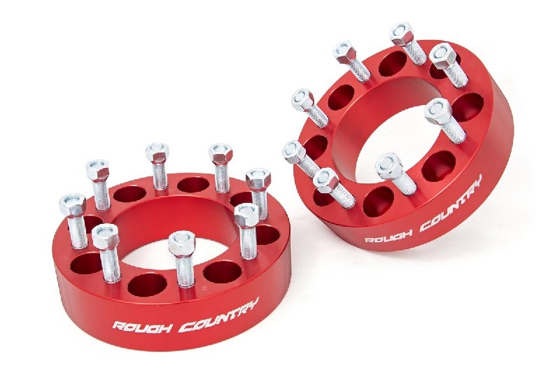 Rough Country 1095RED 2 inch Red Wheel Spacers | 2001-2010 GM Silverado/Sierra 2500HD/3500HD