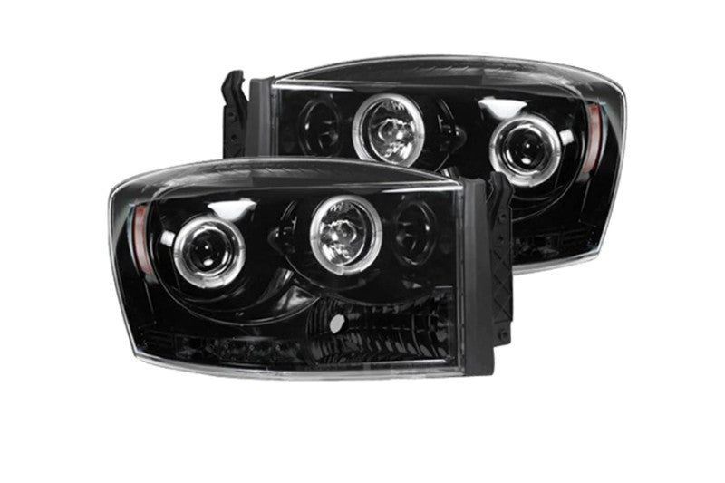 Recon 264199BKCC Smoked Projector Headlights with LED Halos | 2006-2009 RAM 1500/2500/3500