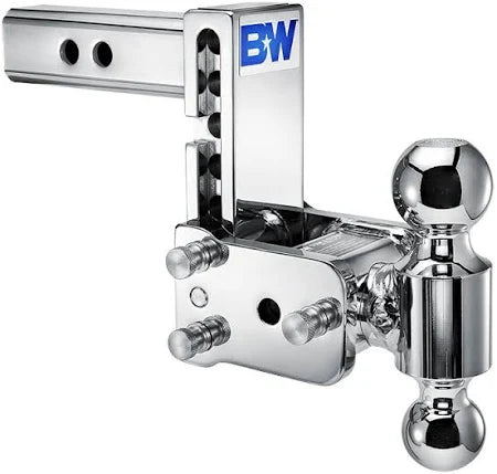 B&W TS20037C ChromeTow & Stow 2x2-5/16 Dual Ball Hitch with 2.5 inch Shank, 5 Drop, 5.5 inch Rise | Universal