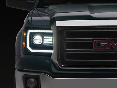 AlphaRex 880614 LUXX Series AlphaBlack LED Projector Headlights | 2015-2018 GM/GMC Sierra 2500HD/3500HD