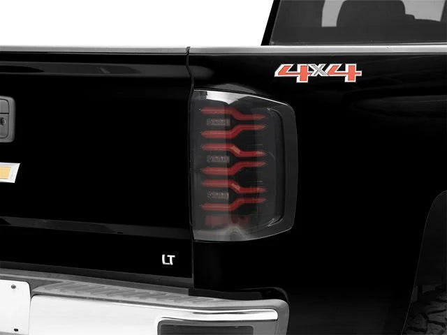AlphaRex 620000 LUXX Series Black/Red LED Tail Lights | 2007-2014 GM Chevrolet Silverado 2500HD/3500HD