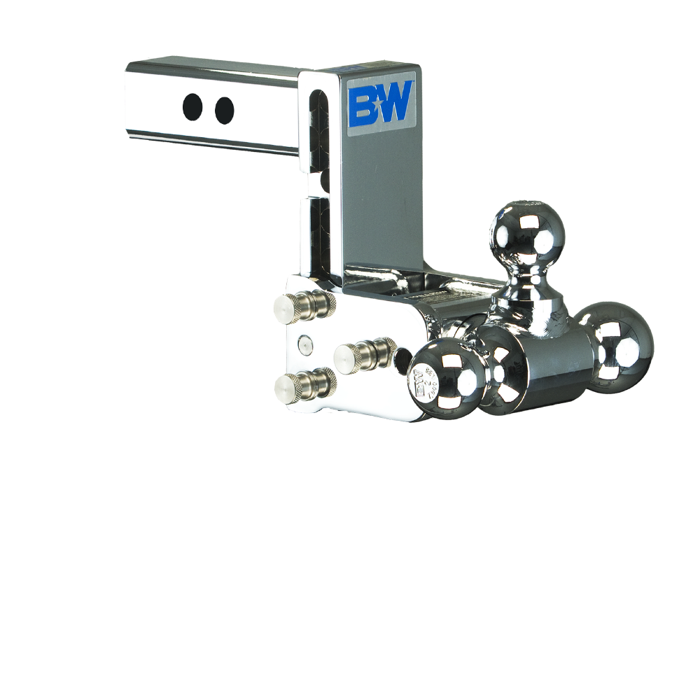 B&W TS10048C Chrome Tow & Stow Triple Ball Hitch with 2 inch Shank, 5 inch Drop, 5.5 inch Rise | Universal