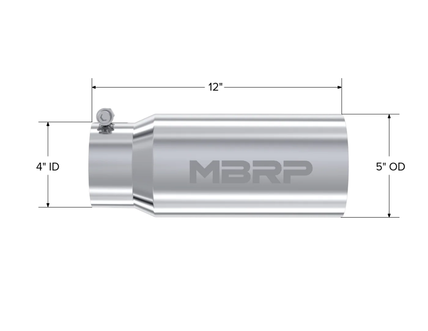 MBRP T5049 Stainless Steel Universal Exhaust Tip w/ Dual Wall/Straight Cut (5-Inch Outlet, 4-Inch Inlet) | Universal