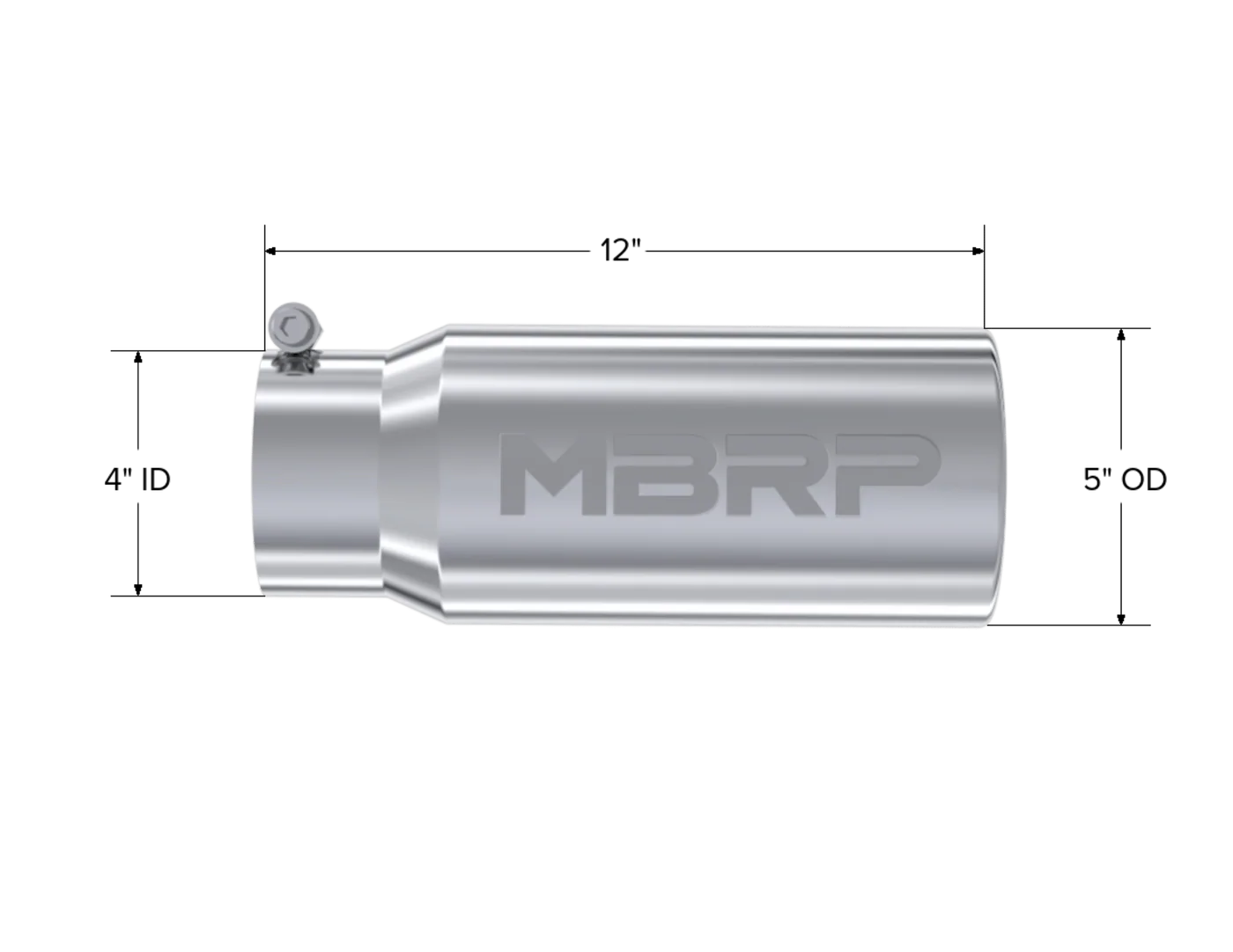 MBRP T5050 Stainless Steel Universal Exhuast Tip w/ Single Wall/Rolled Straight Cut (5-Inch Outlet, 4-Inch Inlet) | Universal